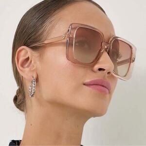 New! Gucci Stylish Transparent Square Sunglasses, GG1314S 005, Authentic